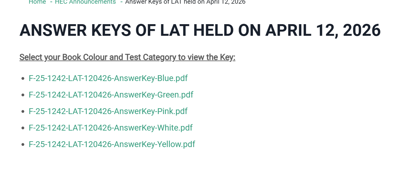 LAT Answer Key 2026 April 12